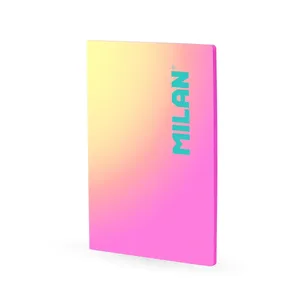 Cahier A4 collé, papier quadrillé, 48 feuilles de 95 g/m², collection Sunset, rose