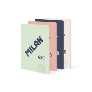 Lot 4 cahiers A5 collés, papier quadrillé (5 x 5 mm), 48 feuilles de 95g/m², collection 430 since 1918
