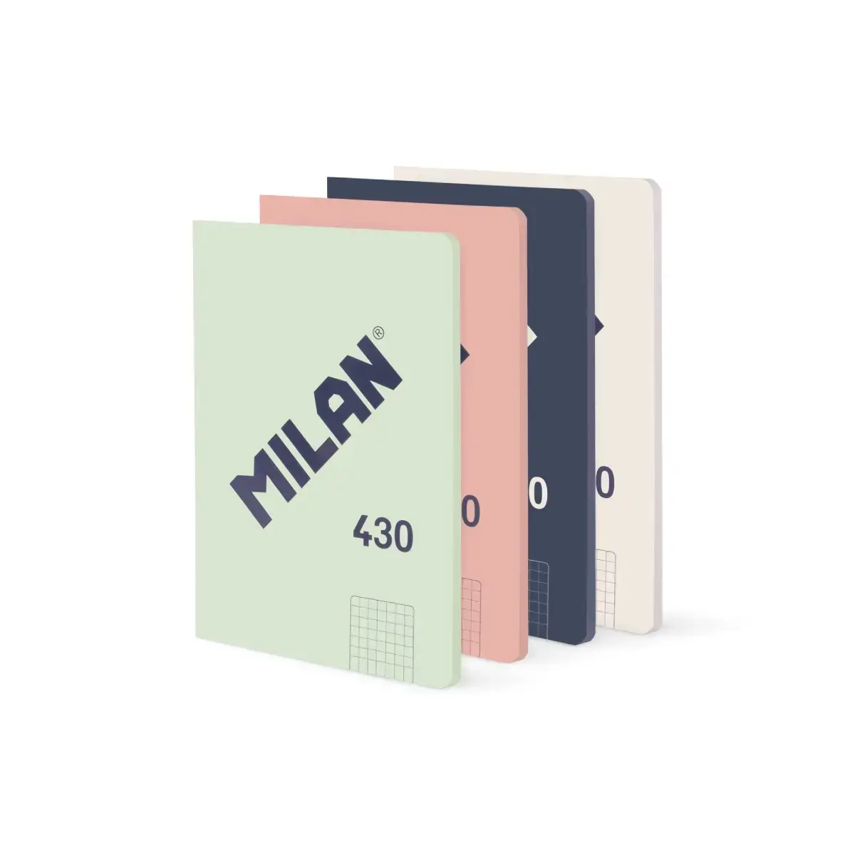 Lot 4 cahiers A5 collés, papier quadrillé (5 x 5 mm), 48 feuilles de 95g/m², collection 430 since 1918