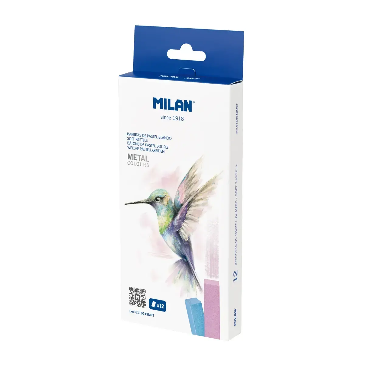 Coffret 12 bâtons de pastel souple couleurs métalliques MILAN Art