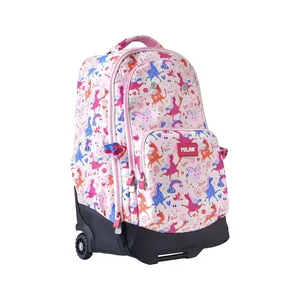 Ensemble valise à roulettes, sac isotherme et trousse 2 fermetures éclair, Flowicorn