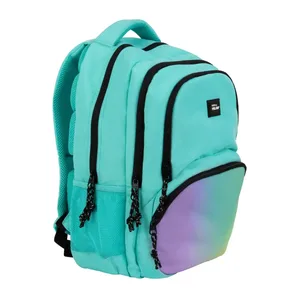Sac à dos scolaire 4 fermetures éclair (25 L) série Sunset, turquoise