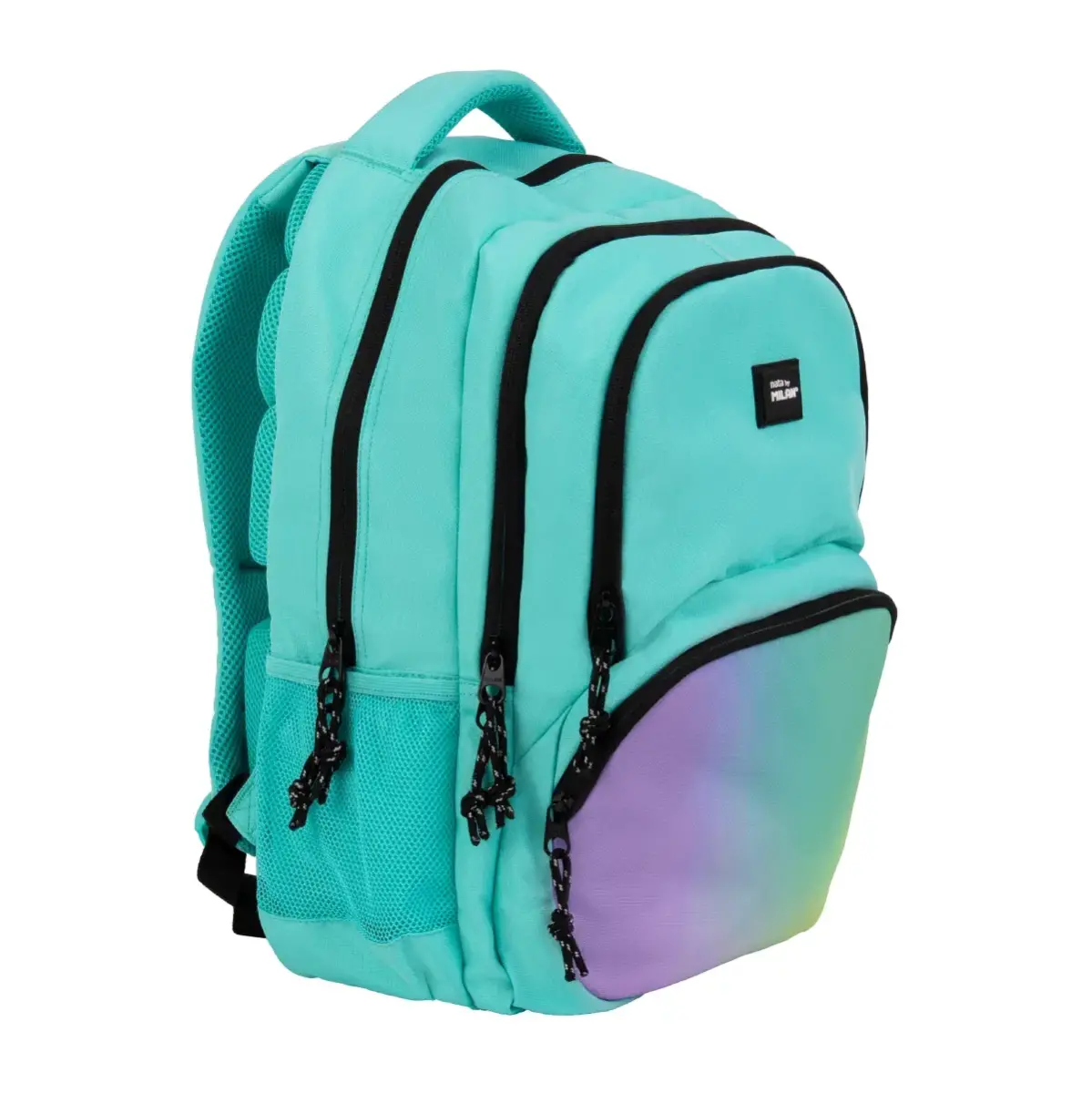 Sac à dos scolaire 4 fermetures éclair (25 L) série Sunset, turquoise