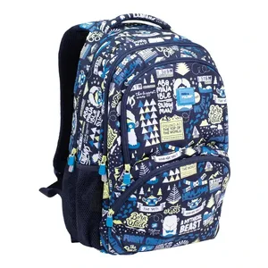 Sac à dos scolaire 4 fermetures éclair (25 l) série spéciale The Yeti 2, bleu marine