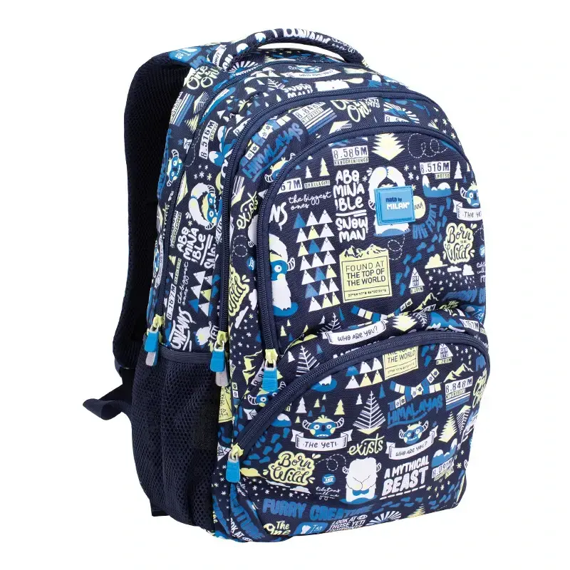 Sac à dos scolaire 4 fermetures éclair (25 l) série spéciale The Yeti 2, bleu marine