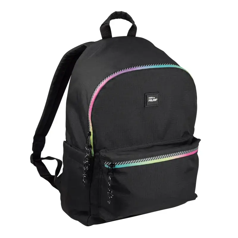 Sac à dos scolaire classique 2 fermetures éclair (22 L) Sunset, noir