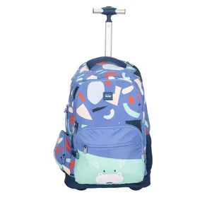 Sac à dos à roulettes et 6 fermetures éclair (25 L) série spéciale Fun Animals, bleu