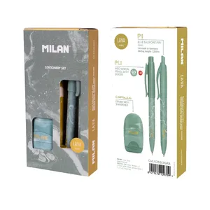Coffret cadeau série Lava avec stylo P1, porte-mines PL1 0,5 mm HB et taille-crayons avec gomme CAPSULE, vert