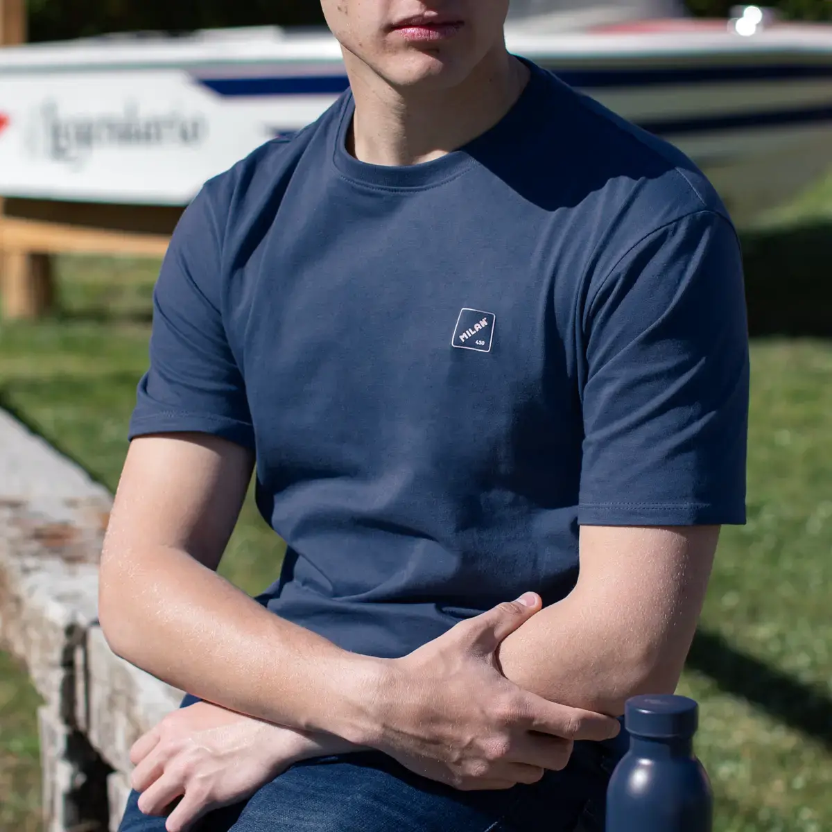Tee-shirt manches courtes homme Slim Fit, collection 430 since 1918, bleu (taille S)