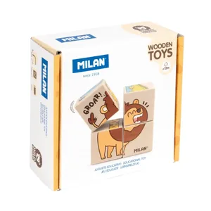 Jouet éducatif en bois , casse-tête de cubes 'Wild safari'