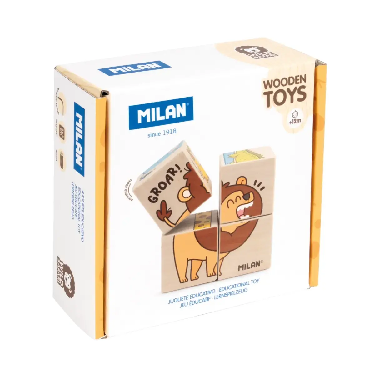 Jouet éducatif en bois , casse-tête de cubes 'Wild safari'