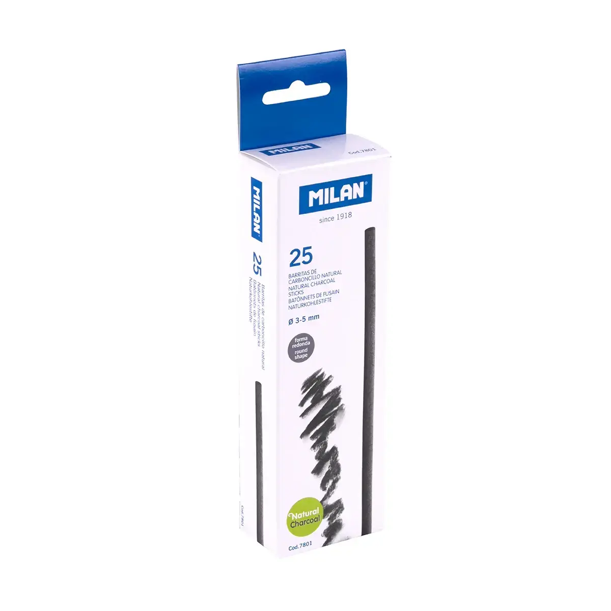 Boîte 25 bâtonnets de fusain d’aulne cylindrique Ø 3-5 mm
