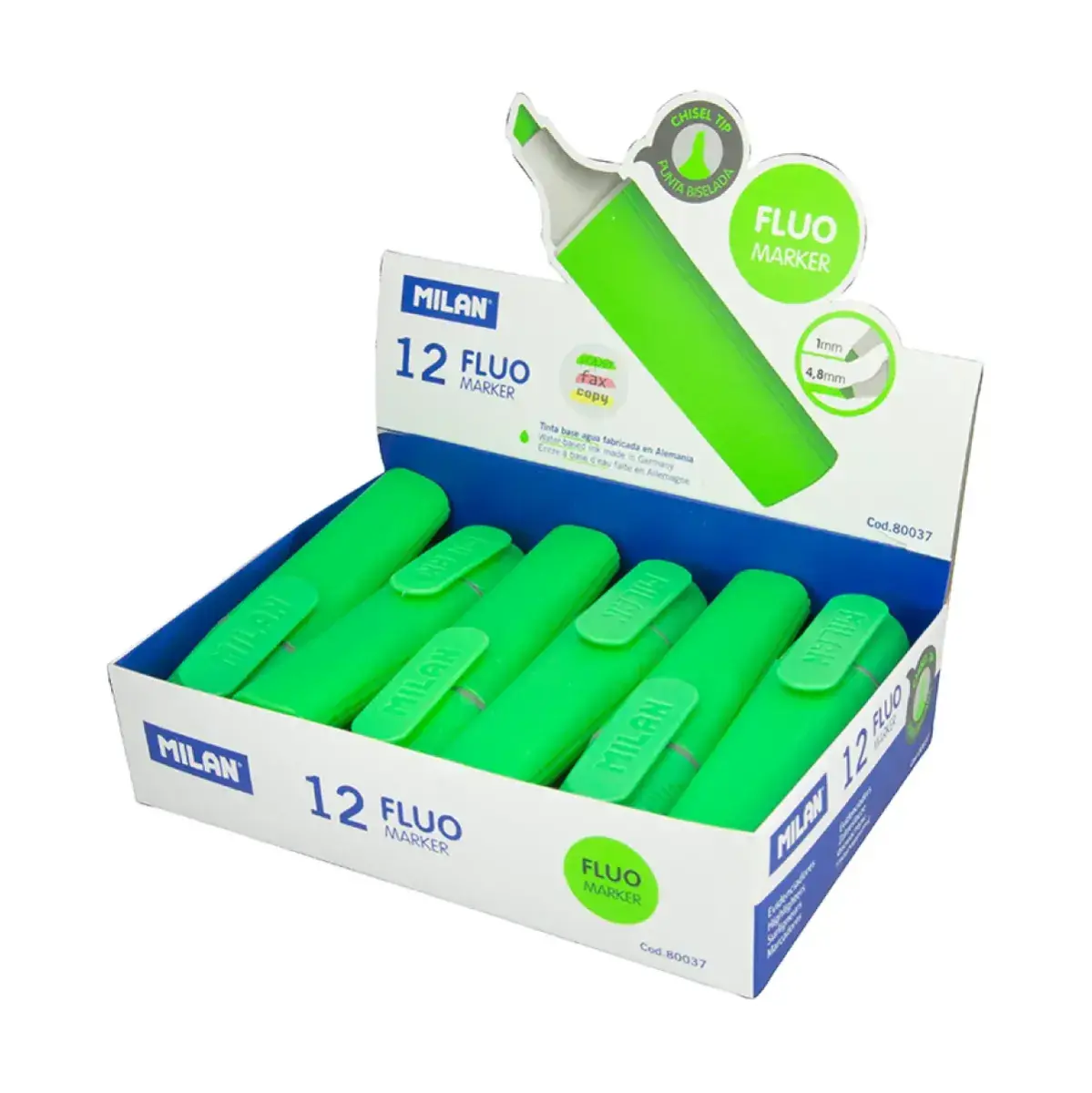 Boîte présentoir 12 marqueurs fluorescents vert