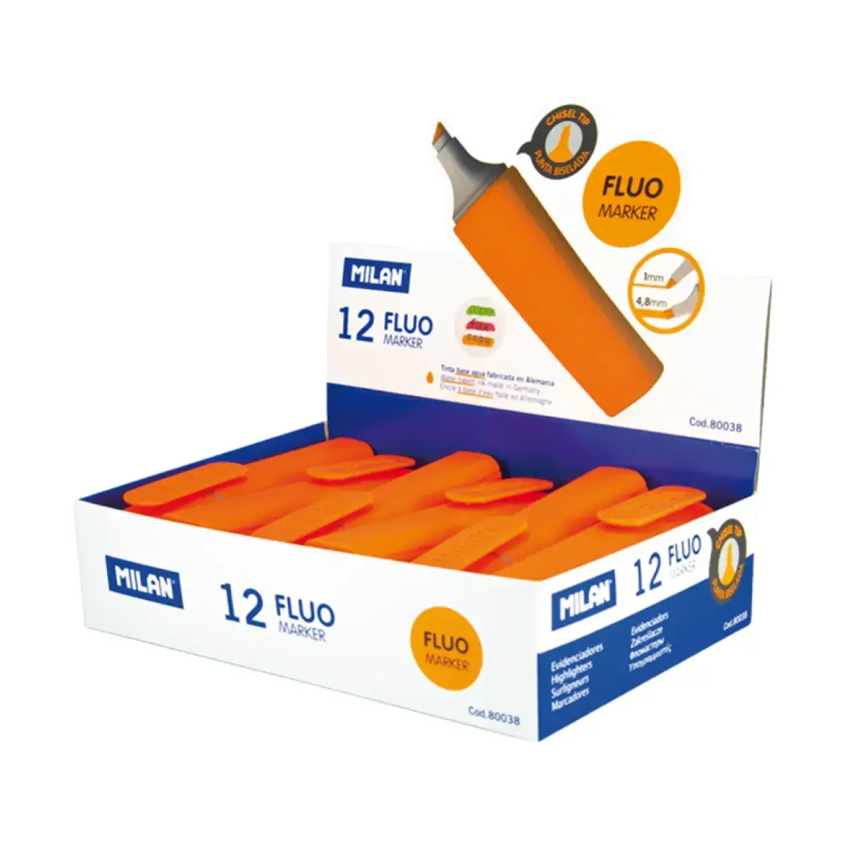Boîte présentoir 12 marqueurs fluorescents orange