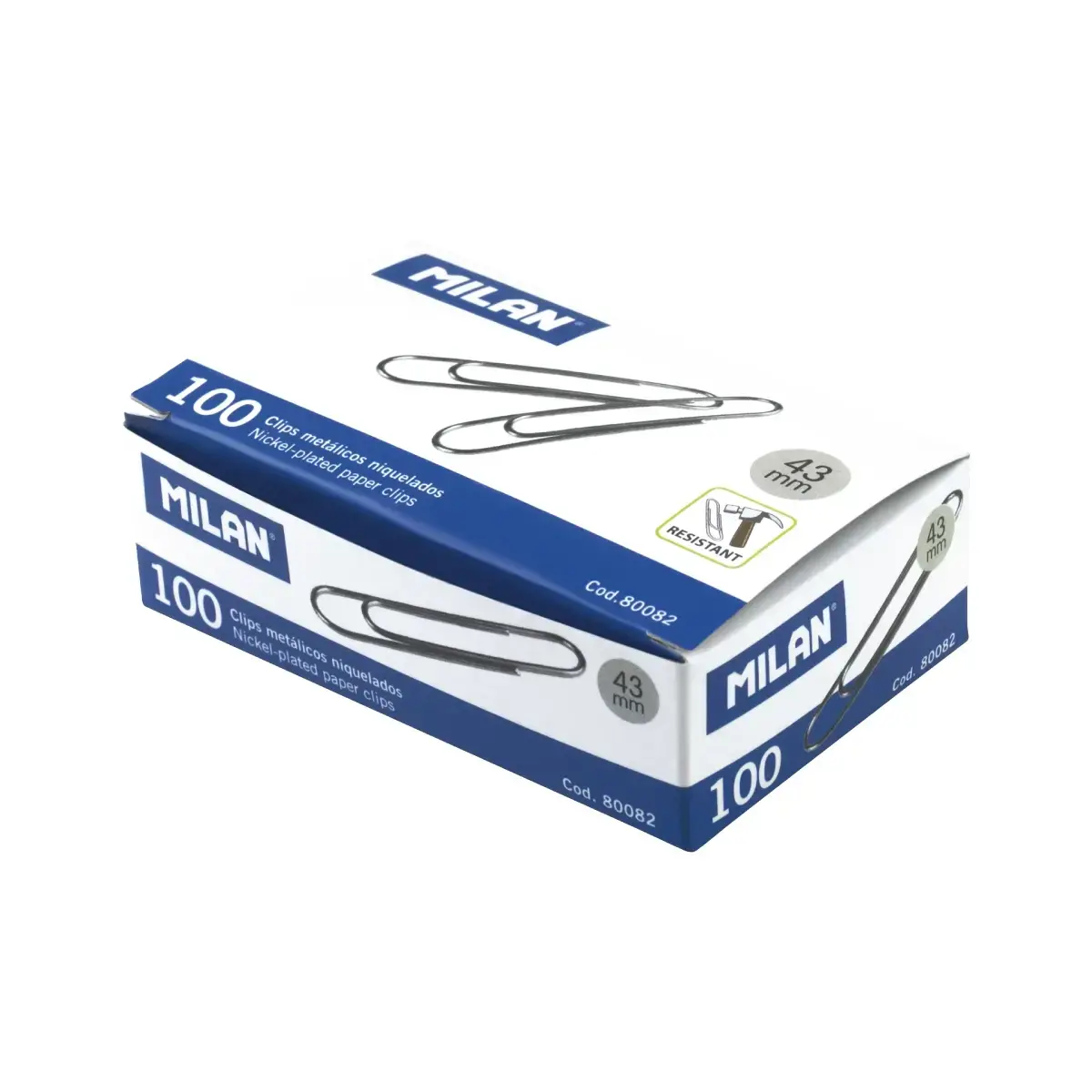 Boîte 100 trombones nickelés 43 mm