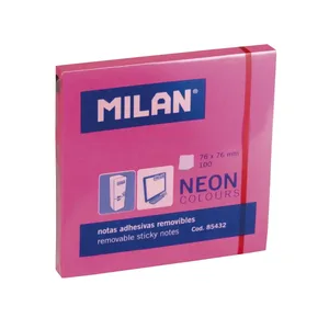 Bloc 100 notes adhésives rose Fluo 76 x 76 mm