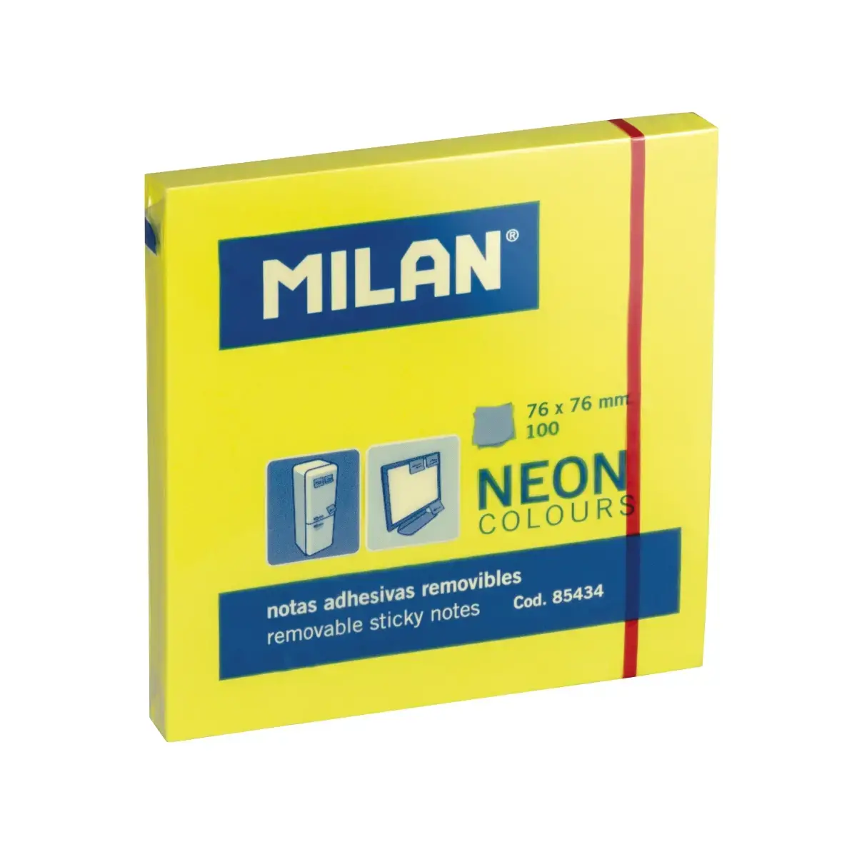 Bloc 100 notes adhésives jaune Fluo 76 x 76 mm