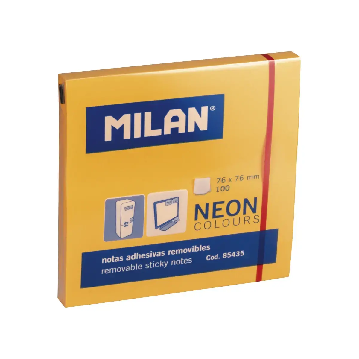 Bloc 100 notes adhésives orange Fluo 76 x 76 mm