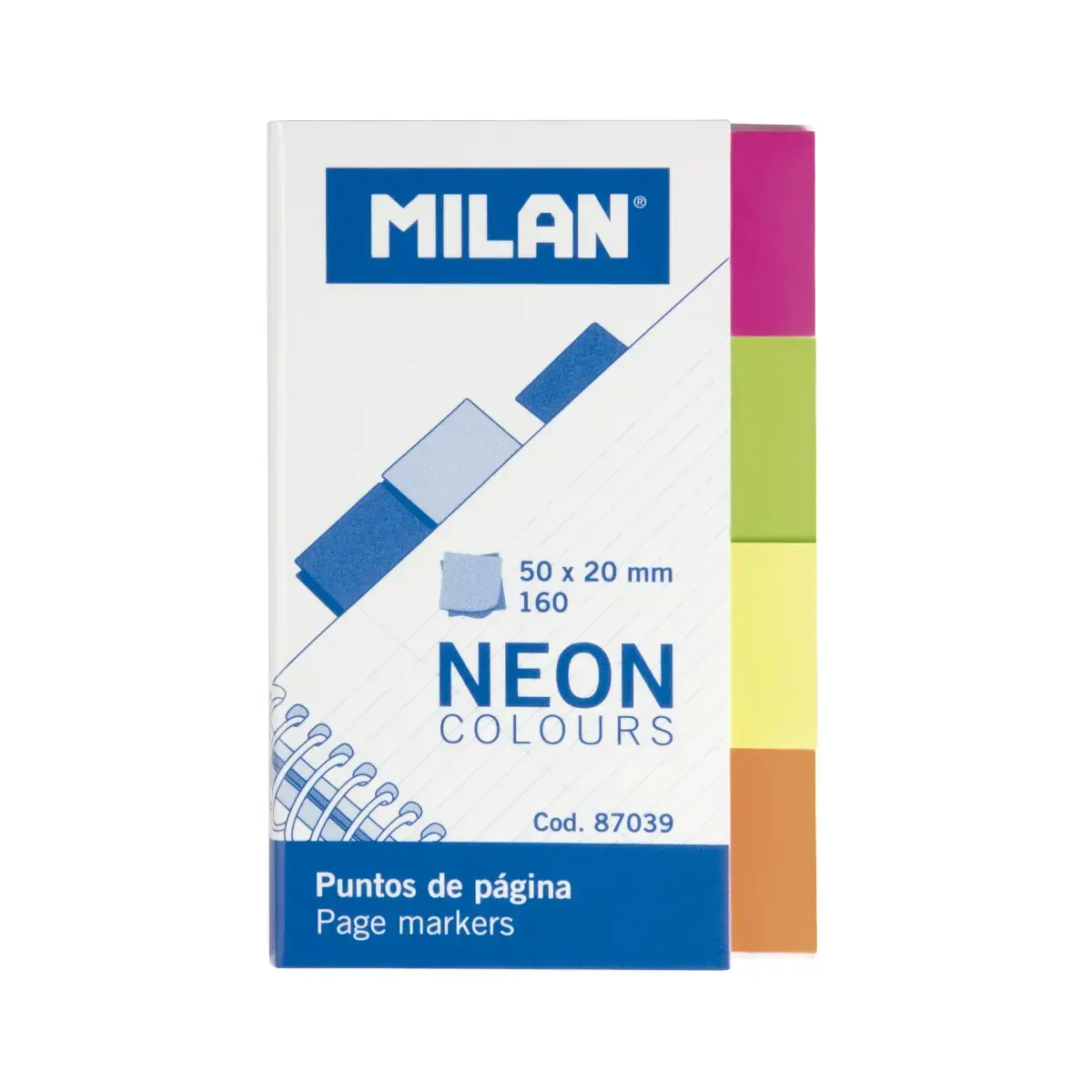 Bloc 160 marque-pages couleurs Fluo