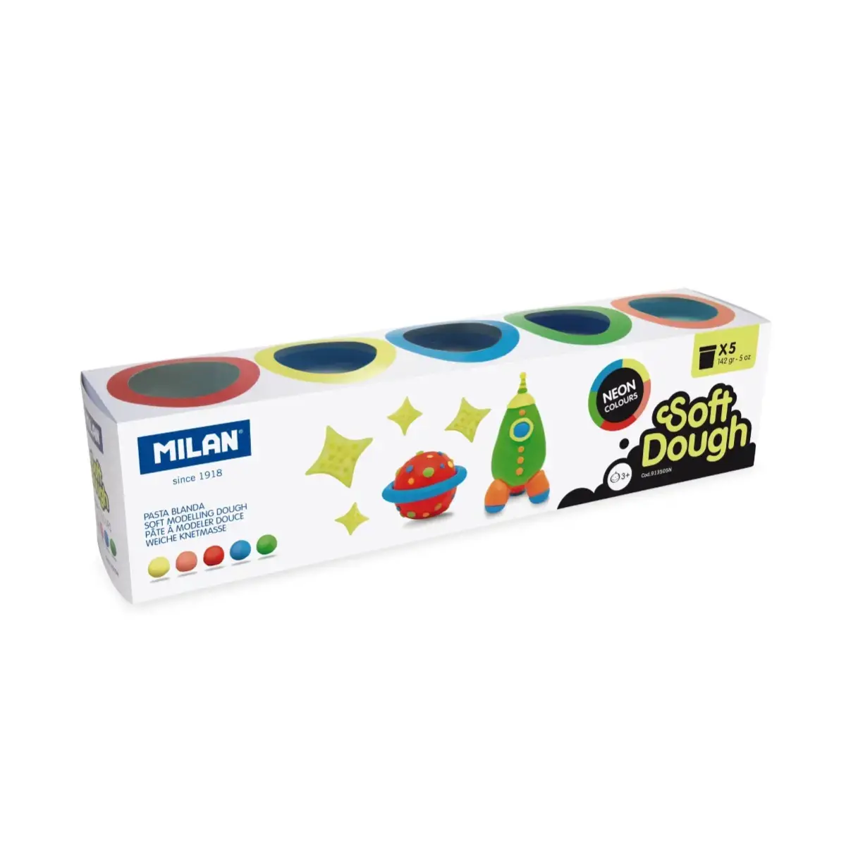 Boîte 5 pots 142 g pâte à modeler souple Neon Soft Dough