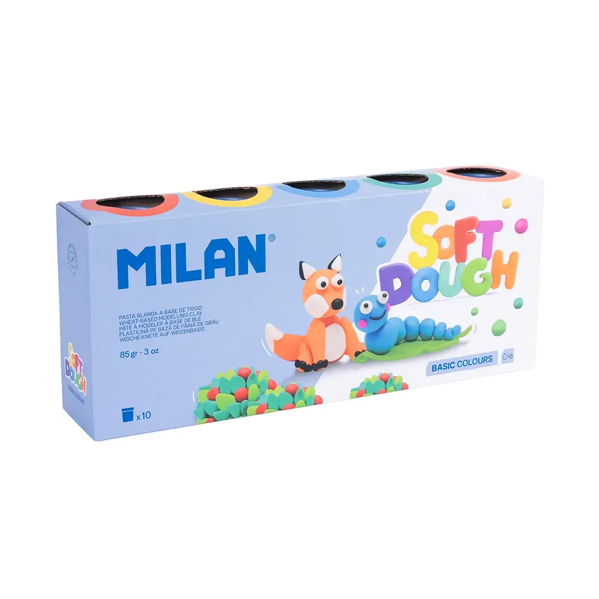 Boîte 10 pots 85 g pâte à modeler souple Basic Soft Dough