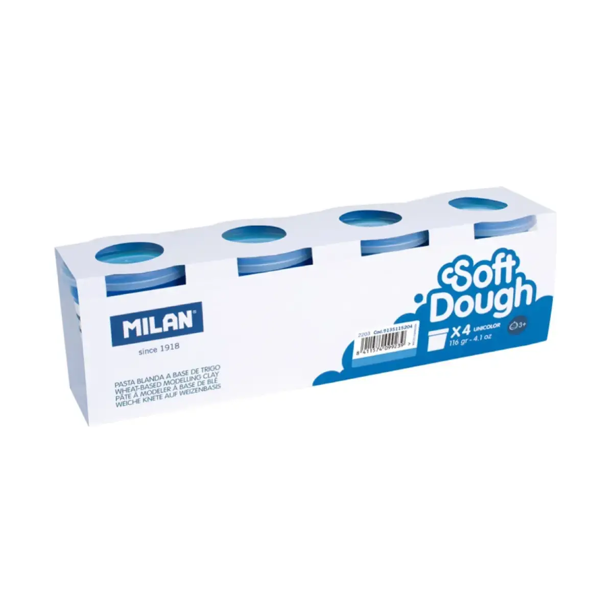 Boîte 4 pots 116 g pâte à modeler Soft Dough, bleu
