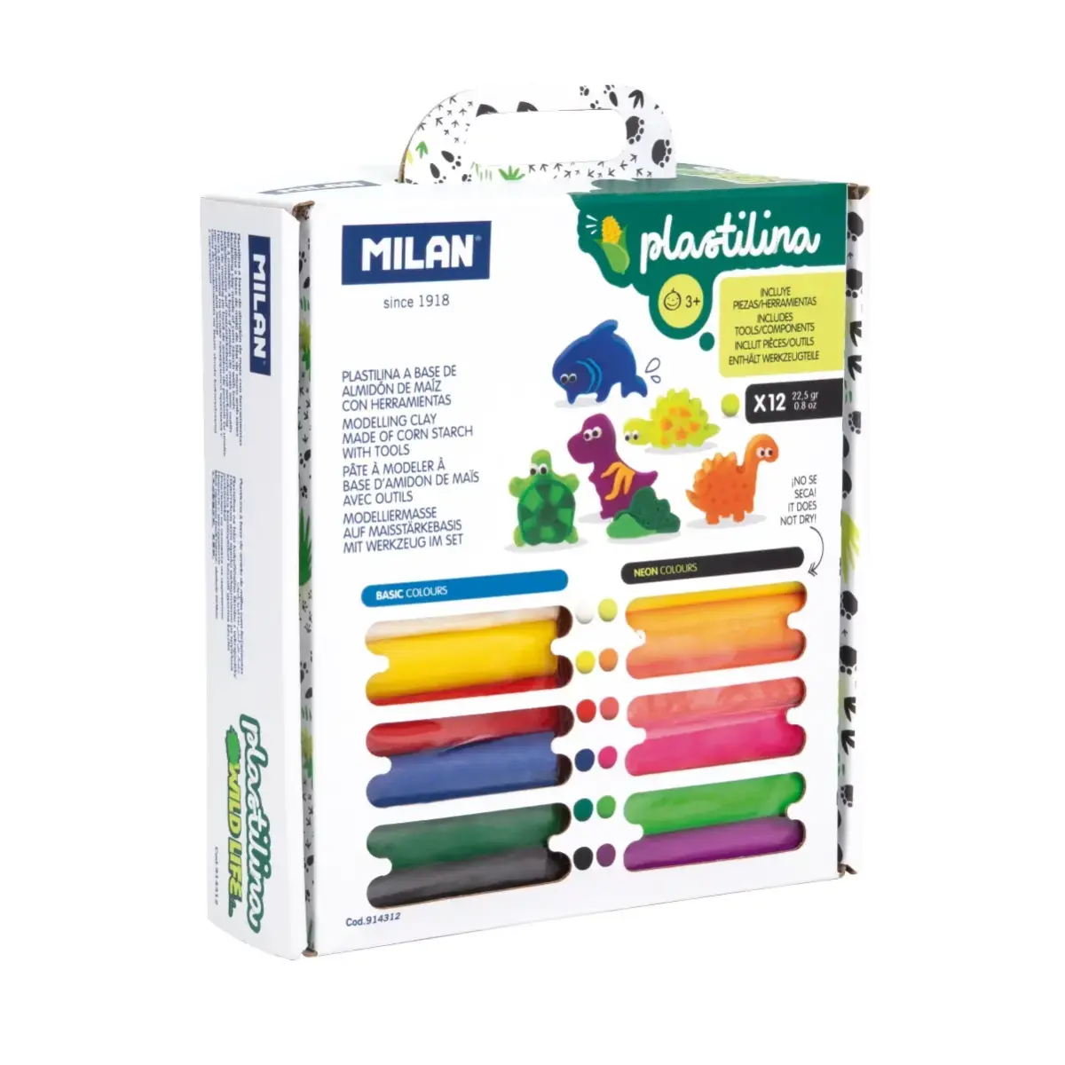 Coffret 12 barres de pâte à modeler de couleurs avec pièces et outils "Faune"