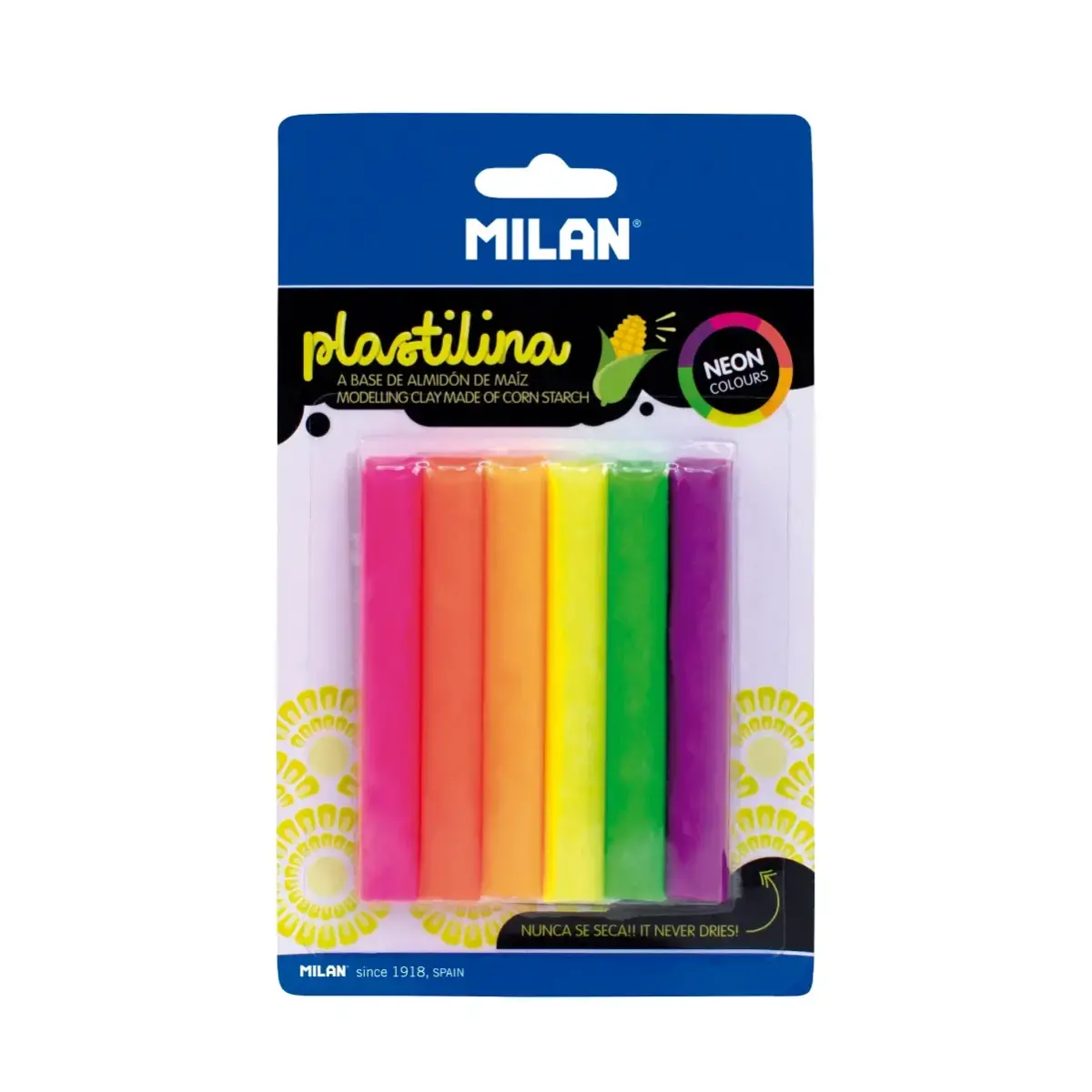 Blister 6 barres de pâte à modeler de couleurs Neon (70 g)