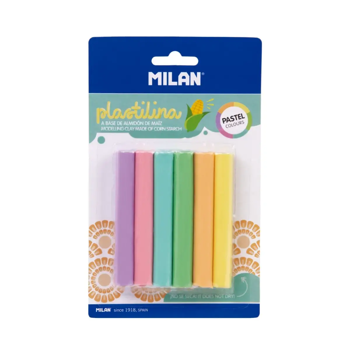 Blister 6 barres de pâte à modeler couleurs pastel ( 70g)