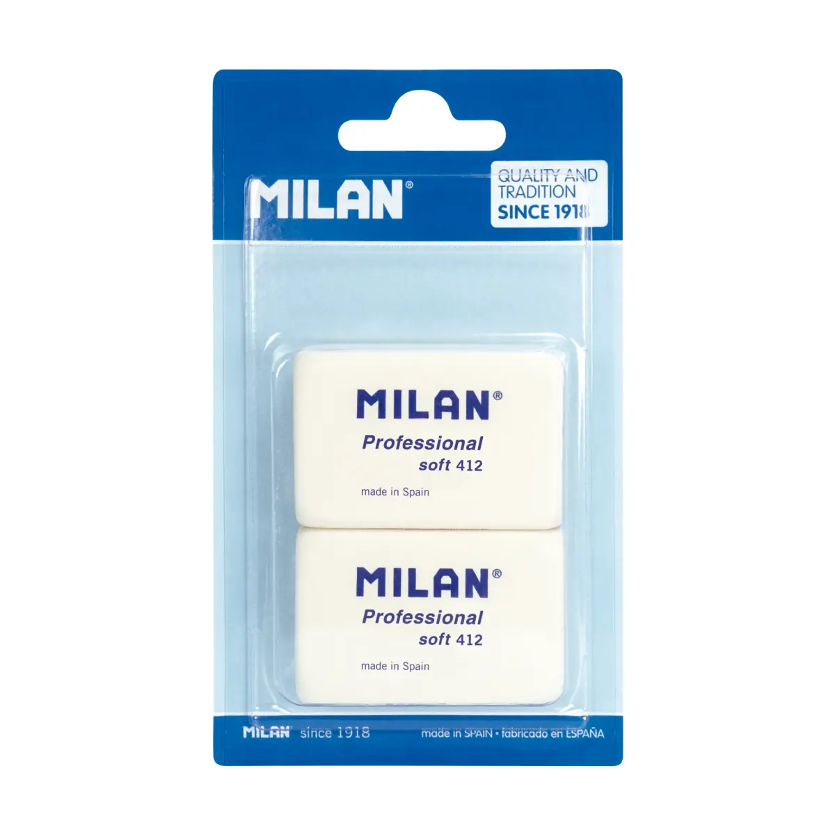 Blister 2 gommes Professional Soft 412 (caoutchouc synthétique)