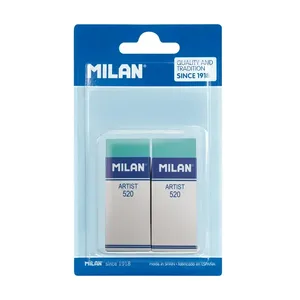 Blister 2 gommes vertes Artist nata® 520 avec manchon en carton