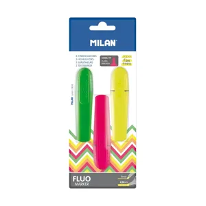 Blister 3 marqueurs fluorescents (jaune, vert et rose)