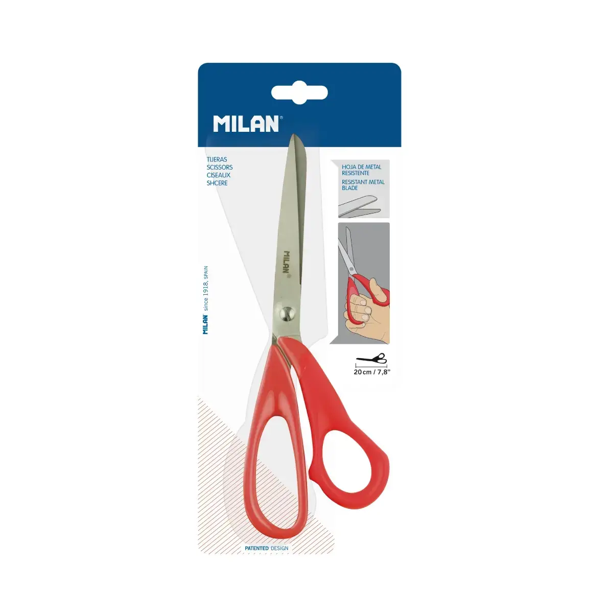 Blister ciseaux de bureau rouges basiques 20 cm