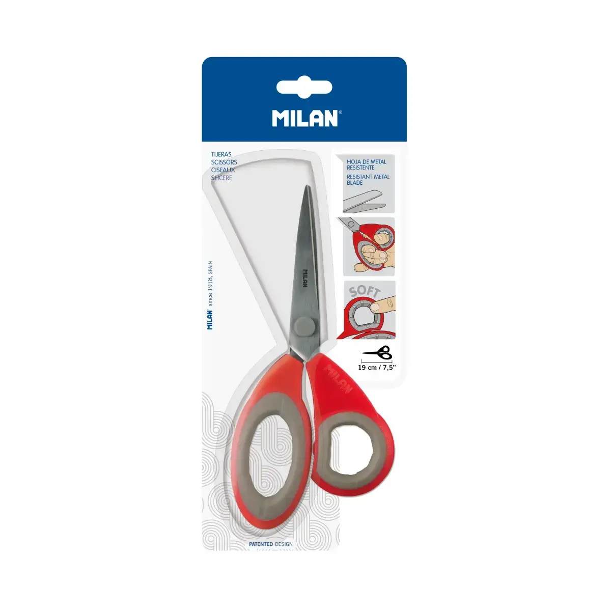 Blister ciseaux de bureau rouges 19 cm