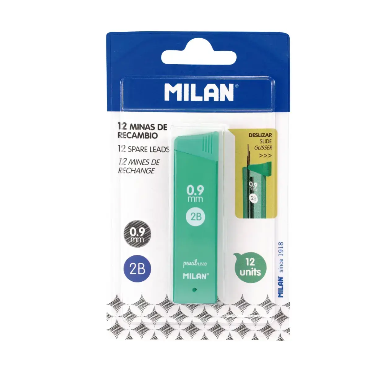 Blister petite boîte de 12 mines graphite 0,9 mm 2B