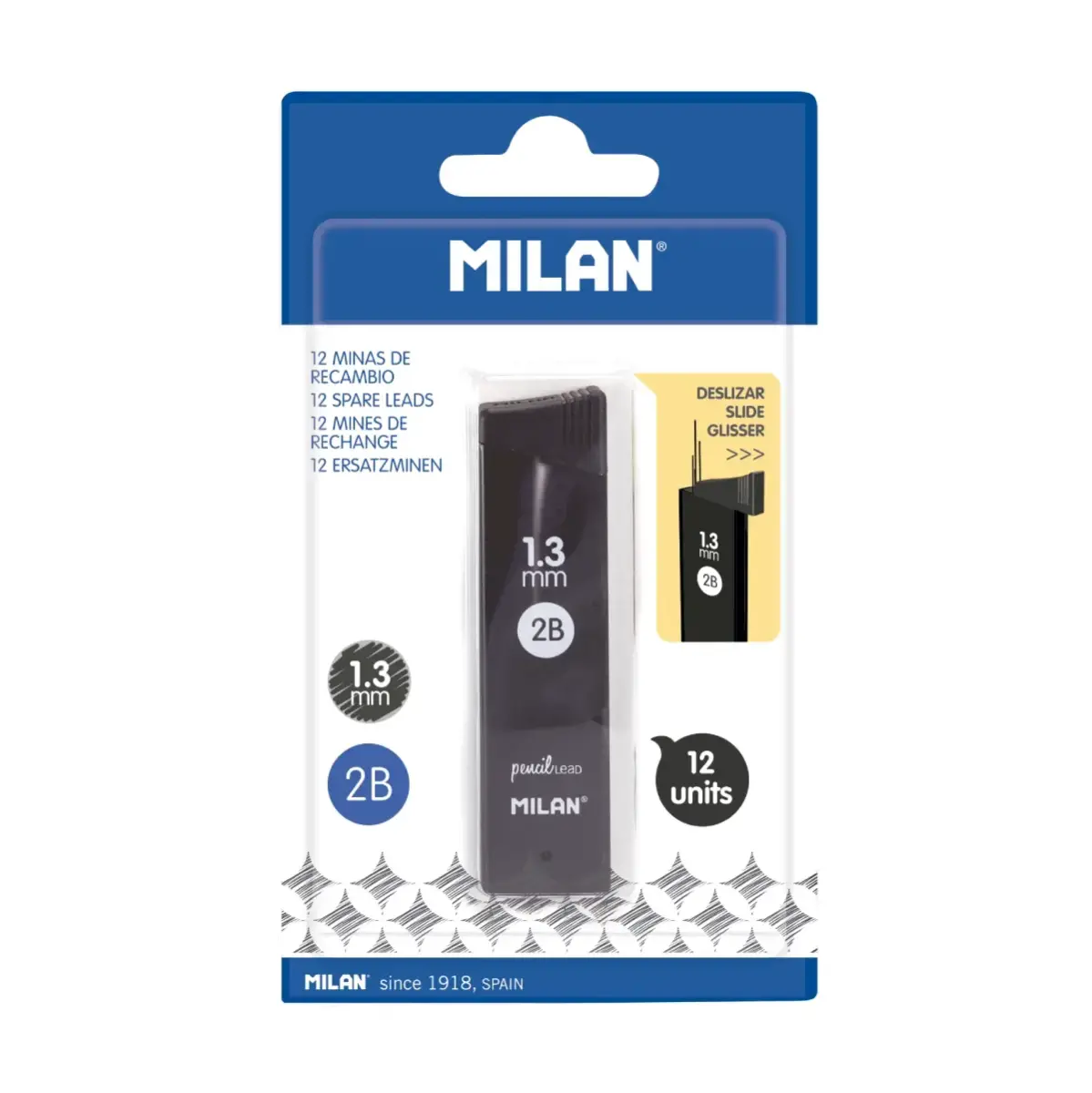 Blister petite boîte de 12 mines graphite 1,3 mm 2B