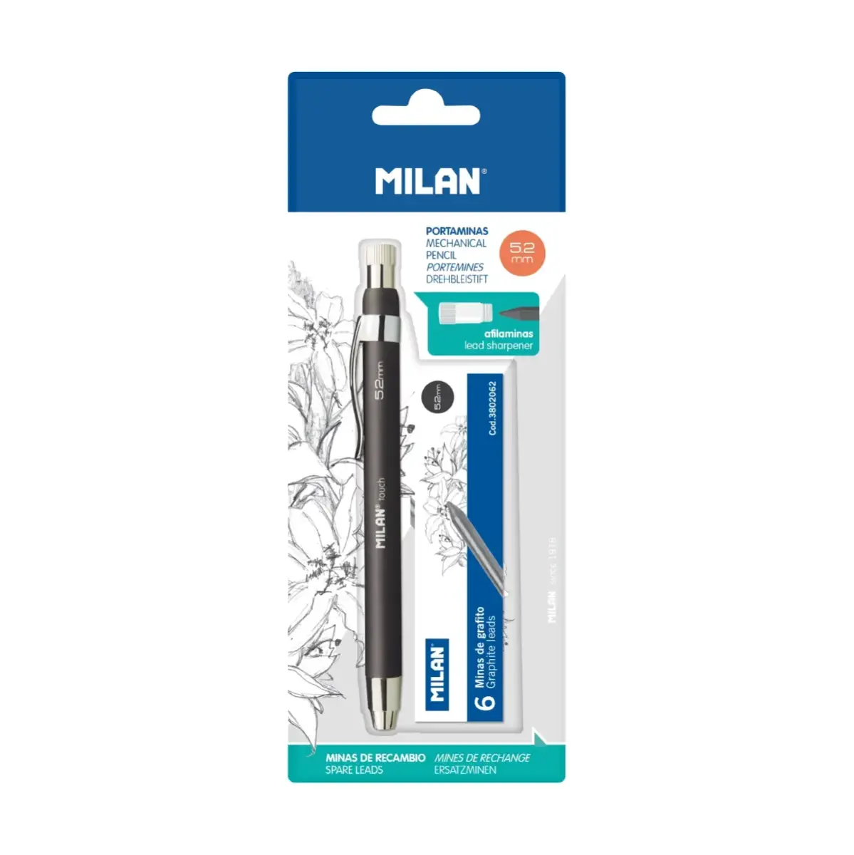 Blister porte-mines professionnel 5,2 mm + 6 recharges mines B