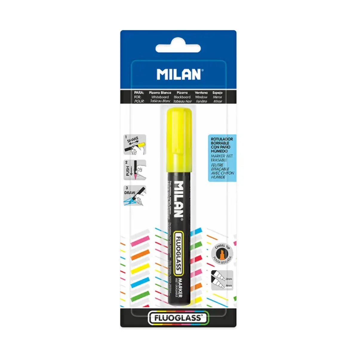 Blister Fluoglass pointe biseautée 2 - 4 mm jaune