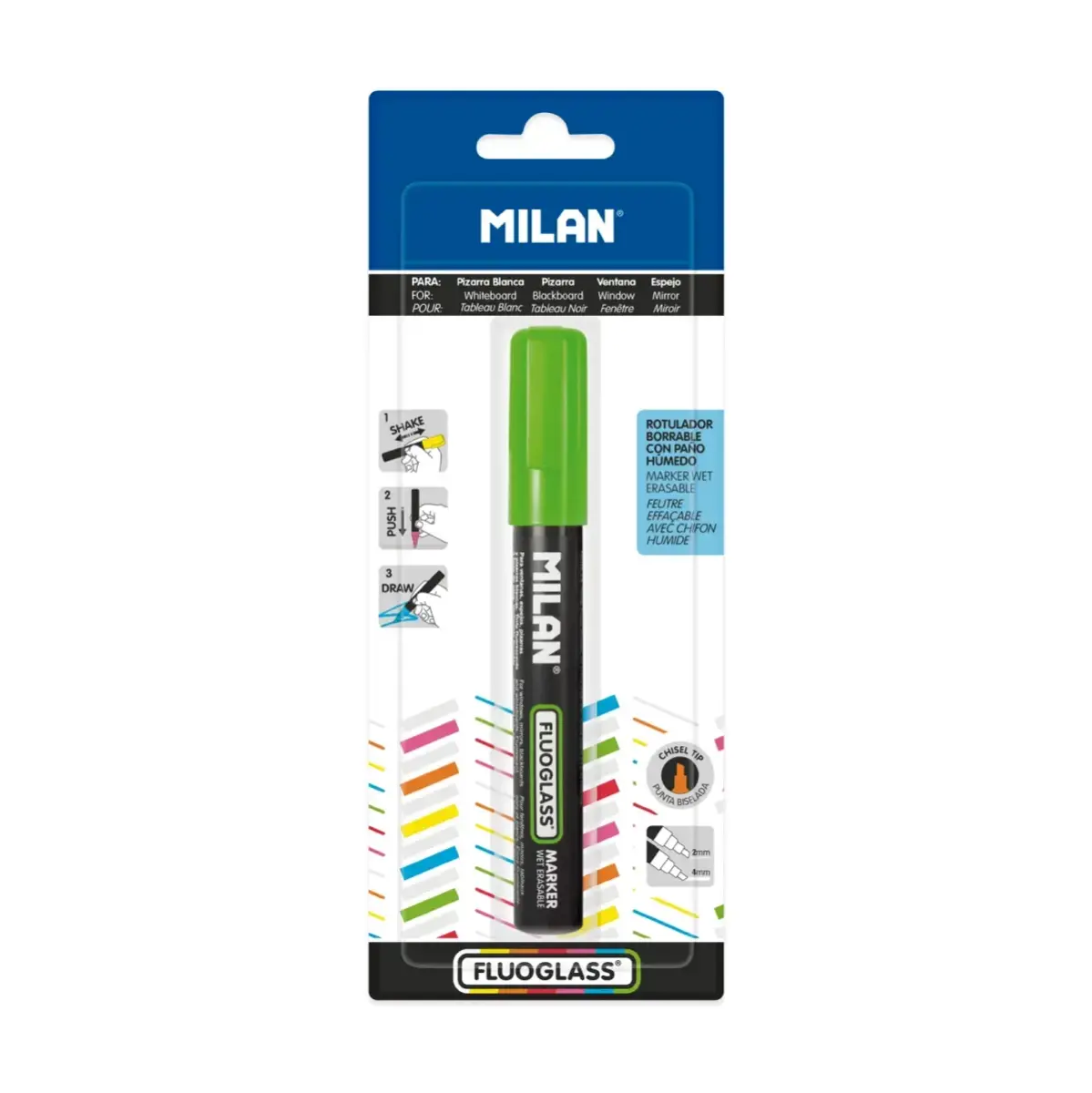 Blister Fluoglass pointe biseautée 2 - 4 mm vert