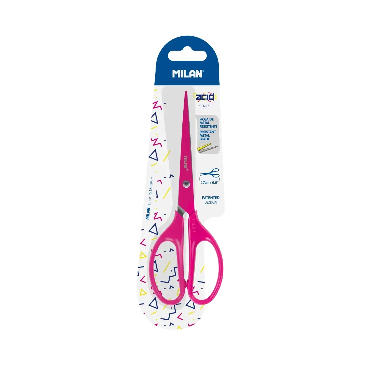 Blister ciseaux de bureau 17 cm série Acid, rose
