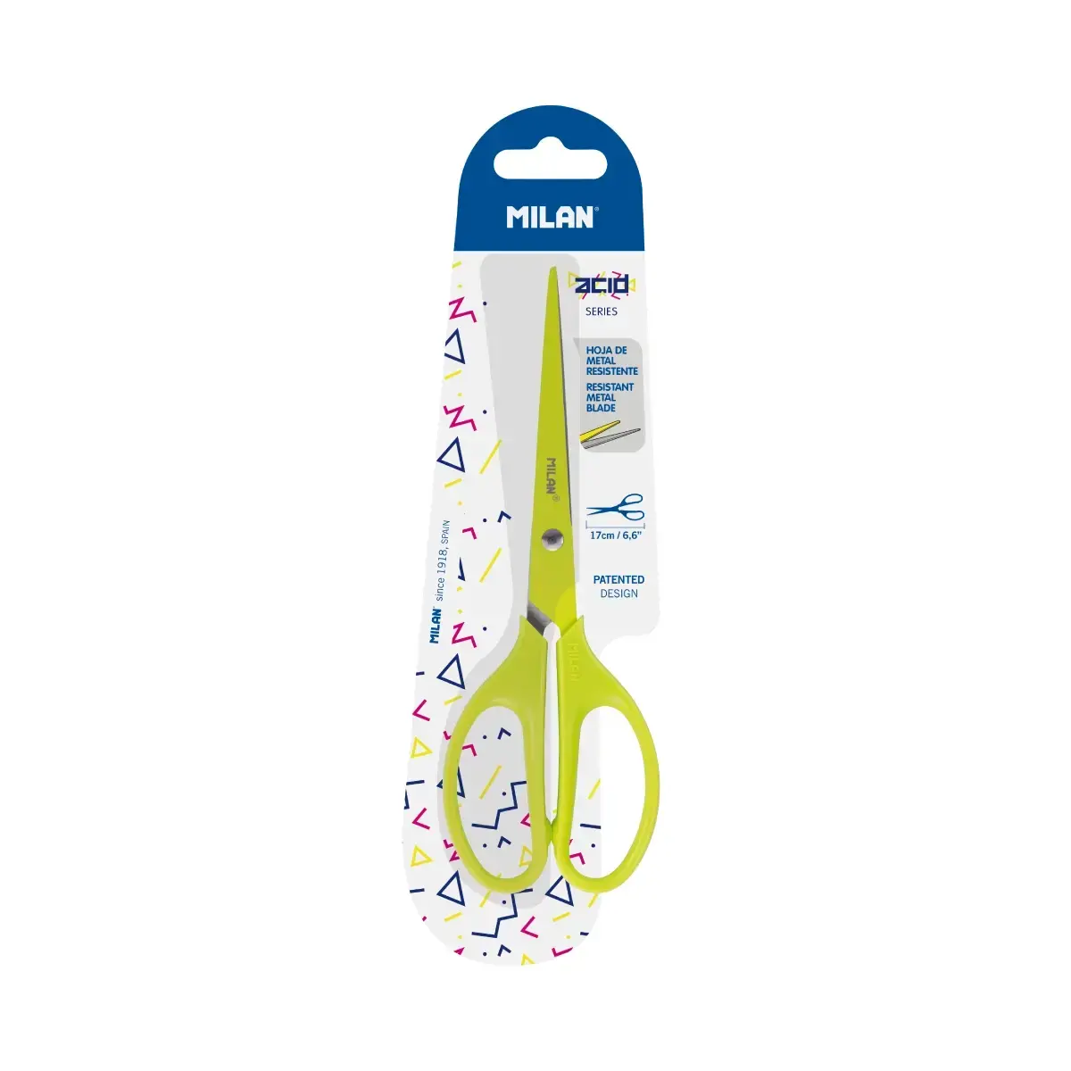 Blister ciseaux de bureau 17 cm série Acid, jaune