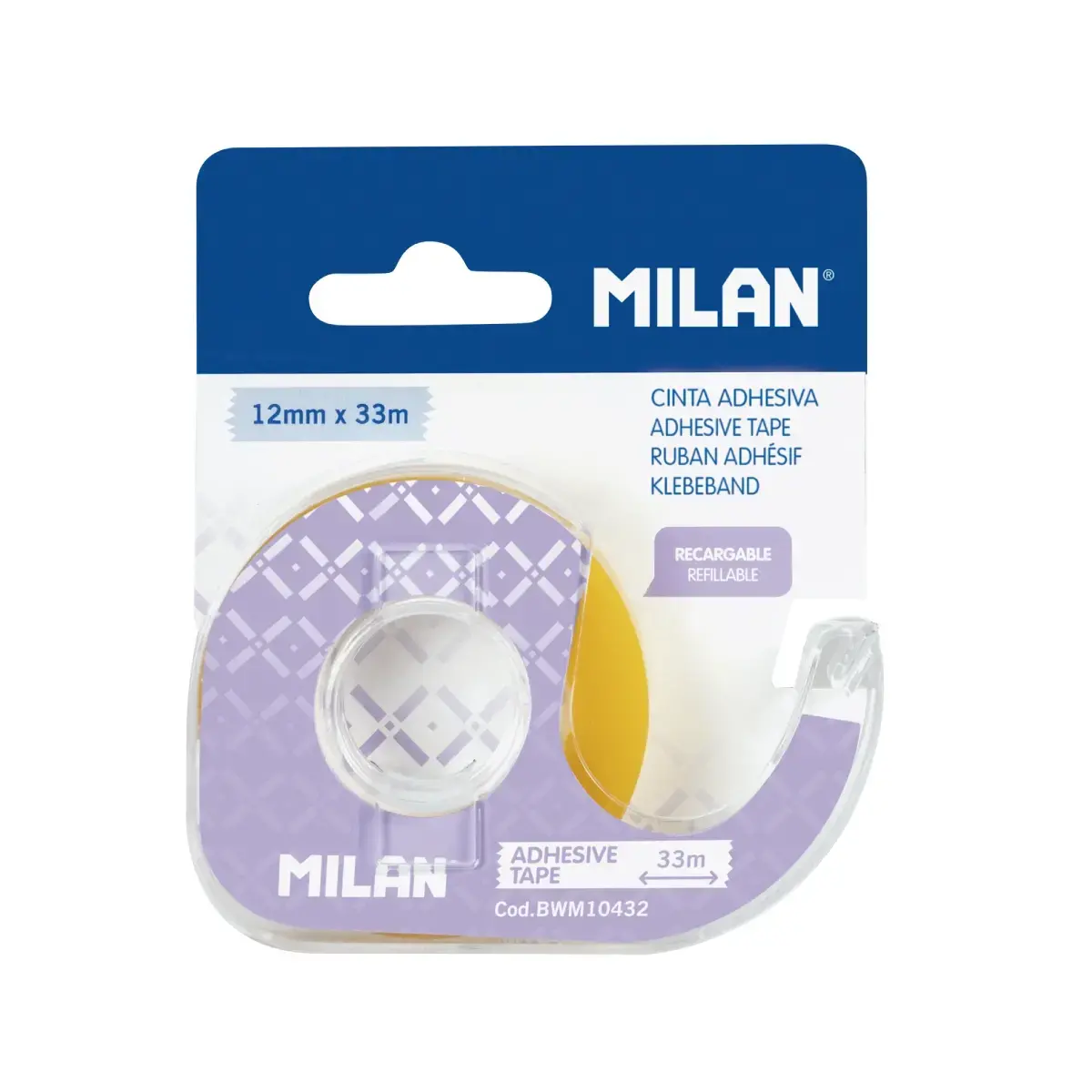 Blister distributeur ruban adhésif (jaune transparent) 12 mm x 33 m