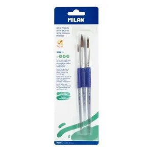 Blister 3 pinceaux ronds (poils chèvre et synthétique) manche en plastique ergo, série 116 nº 2, 8 et 12