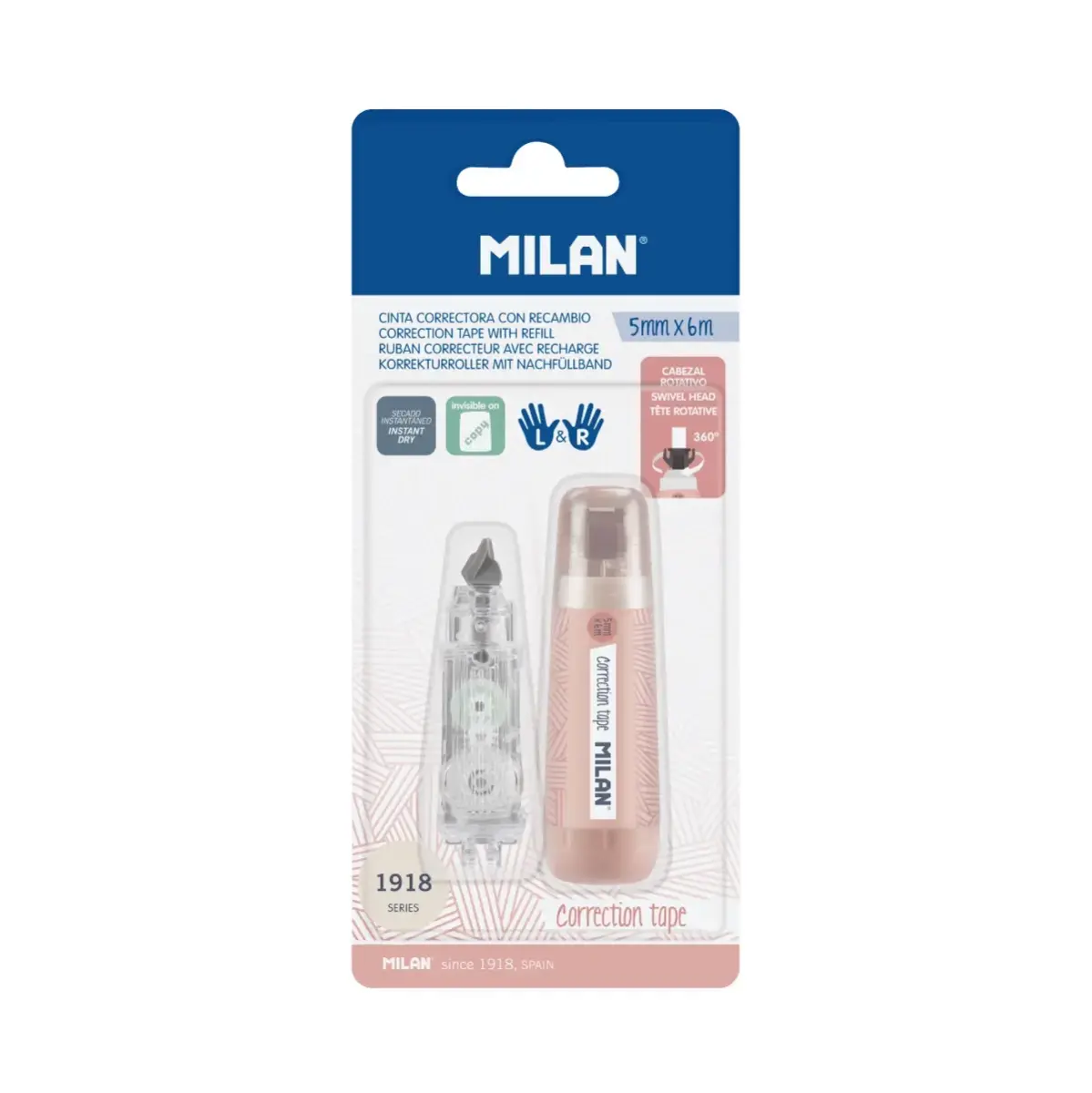 Blister ruban correcteur 5 mm x 6 m + 1 recharge, 430 since 1918 collection, rose