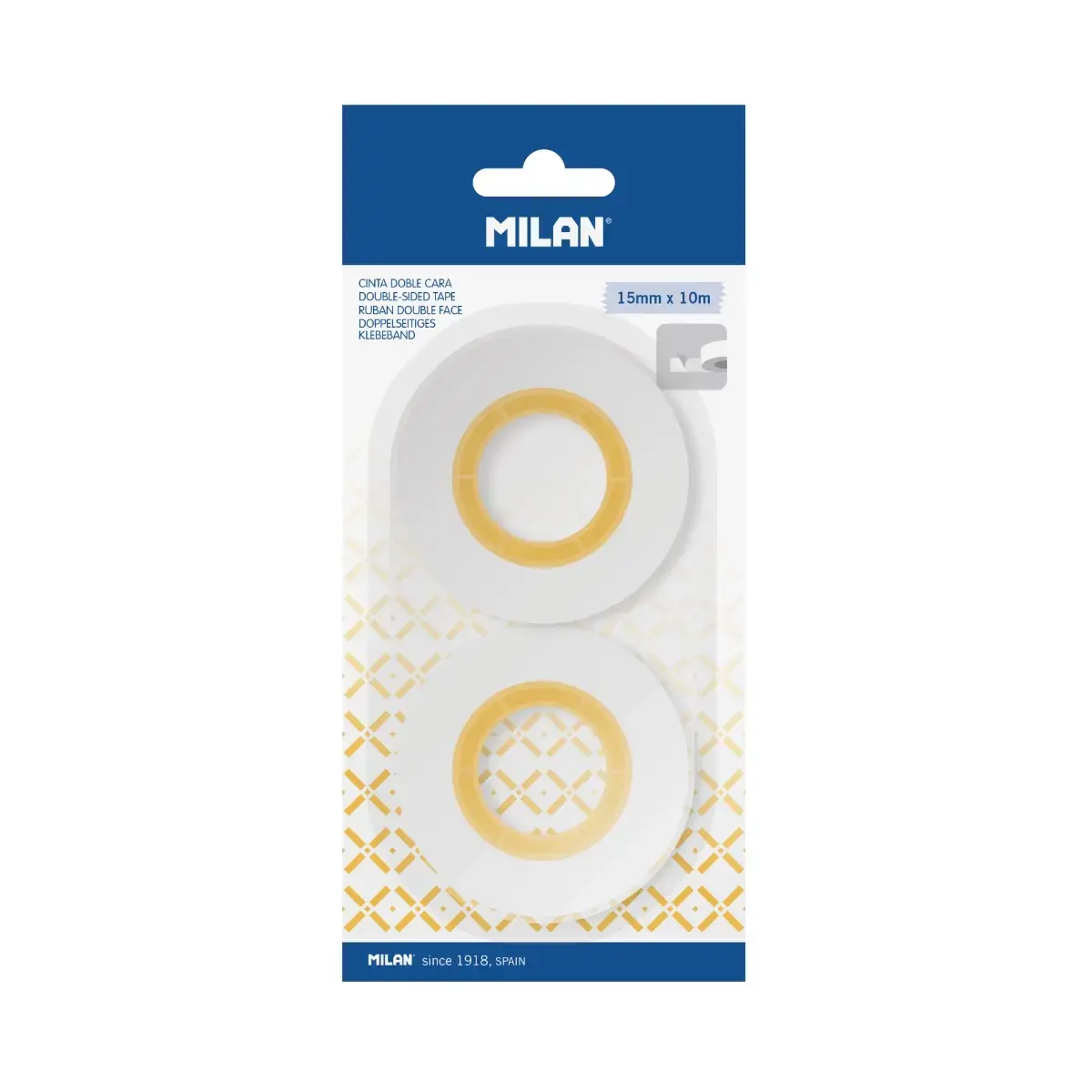 Blister 2 rubans adhésifs double face 15 mm x 10 m