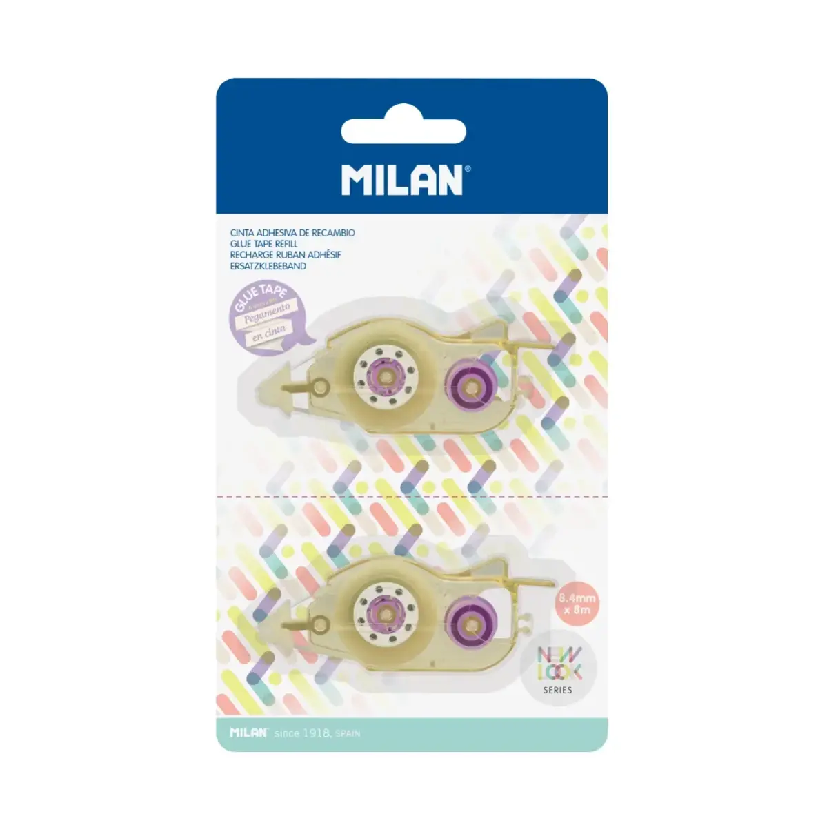 Blister 2 recharges pour roller de colle 8,4 mm x 8 mm série New Look