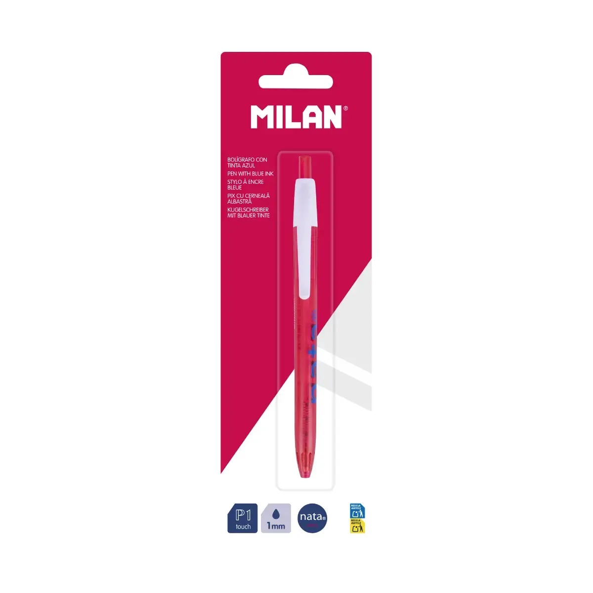 Blister stylo P1 encre bleue, MILAN nata® 624