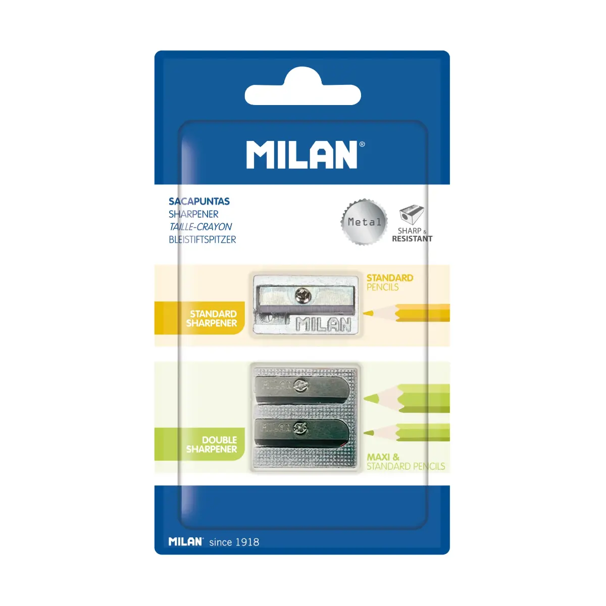 Blister 1 taille-crayons en aluminium 80033 + 1 taille-crayons en aluminium 80035