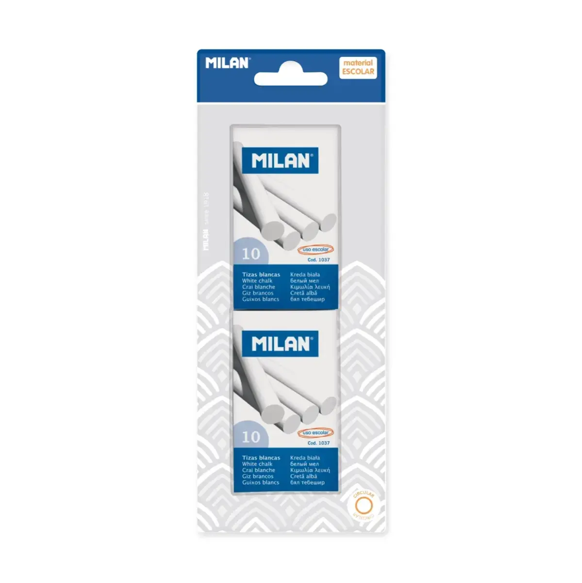 Blister 2 boîtes 10 craies blanches (sulfate de calcium)