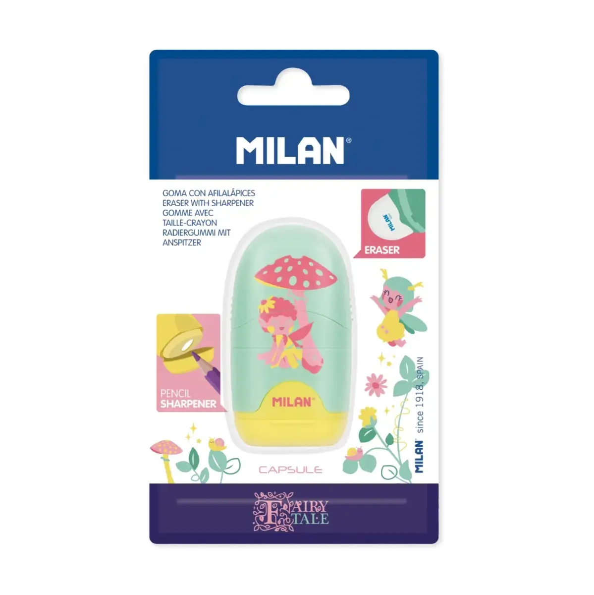 Blister gomme avec taille-crayons CAPSULE série speciale Fairy Tale